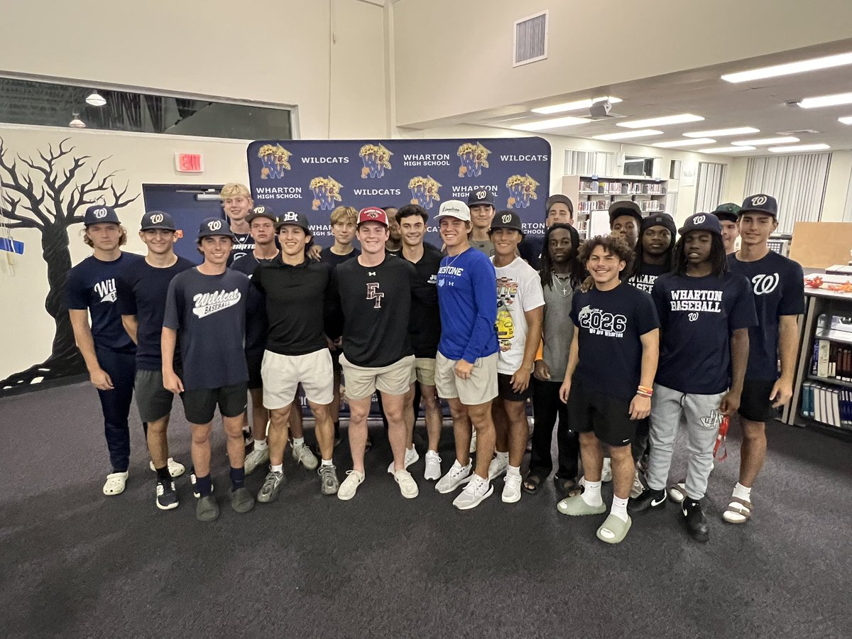 Wharton Boosters (@whartonboosters) on Twitter photo Here are a couple pictures from yesterday's National Signing Day.
Congrats to our <a href="/Whartonbaseball/">Wharton Baseball</a> players!
<a href="/antoniofawc/">Antonio Fawcett</a> - Miami Dade CC
<a href="/justis_meadows/">Justis Meadows</a> - Florida Tech University
<a href="/DrewCobb_25/">Drew Cobb</a> -Jacksonville University
<a href="/sauer_bsbl_2025/">Lucas Sauer</a> - Limestone University
<a href="/813Preps/">813Preps</a> Here are a couple pictures from yesterday's National Signing Day.
Congrats to our <a href="/Whartonbaseball/">Wharton Baseball</a> players!
<a href="/antoniofawc/">Antonio Fawcett</a> - Miami Dade CC
<a href="/justis_meadows/">Justis Meadows</a> - Florida Tech University
<a href="/DrewCobb_25/">Drew Cobb</a> -Jacksonville University
<a href="/sauer_bsbl_2025/">Lucas Sauer</a> - Limestone University
<a href="/813Preps/">813Preps</a>