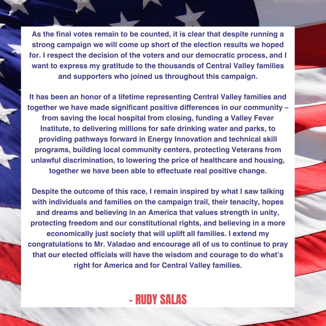 Statement on election results in #CA22.