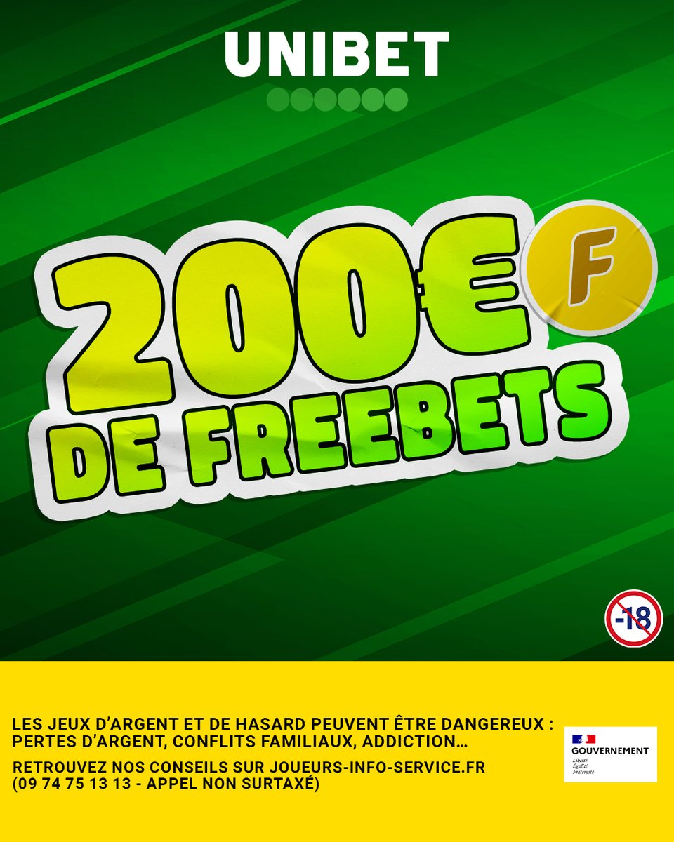 UnibetFrance's tweet photo. On lance cette soirée avec 10 x 20€ de Freebets 🔥

👉 RT + Pseudo pour participer https://t.co/fK0tBvc6qI