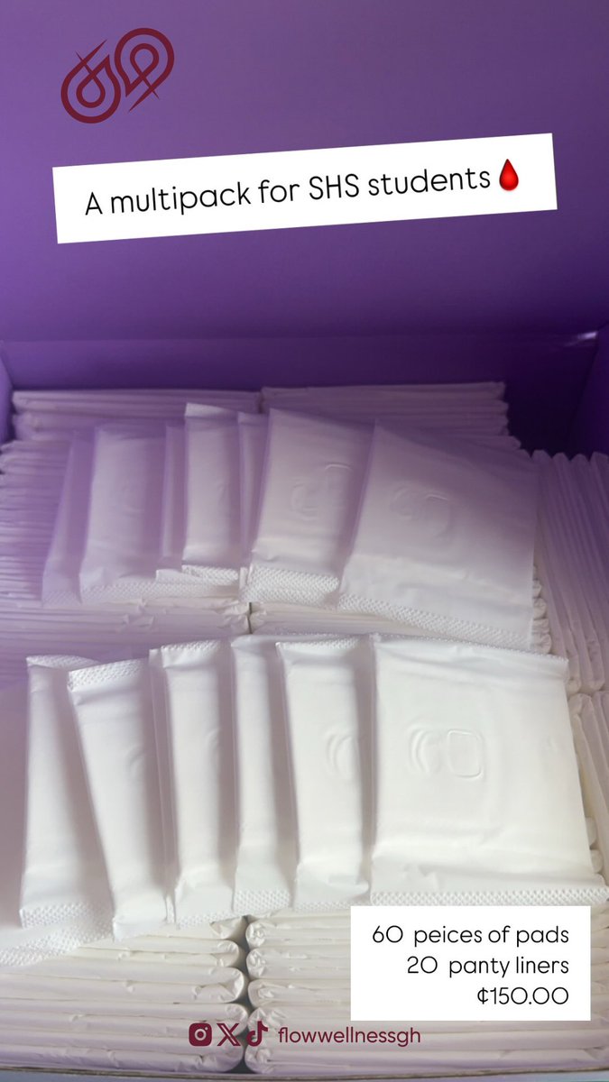 flowwellnessgh's tweet image. Is your lil  Sister heading to SHS grab them a #FlowWellness Multipack for ¢150 . We will even throw in some heat patches 😋! Grab your Kit today! #flowkit #menstruation #shs #periodcare #🩸