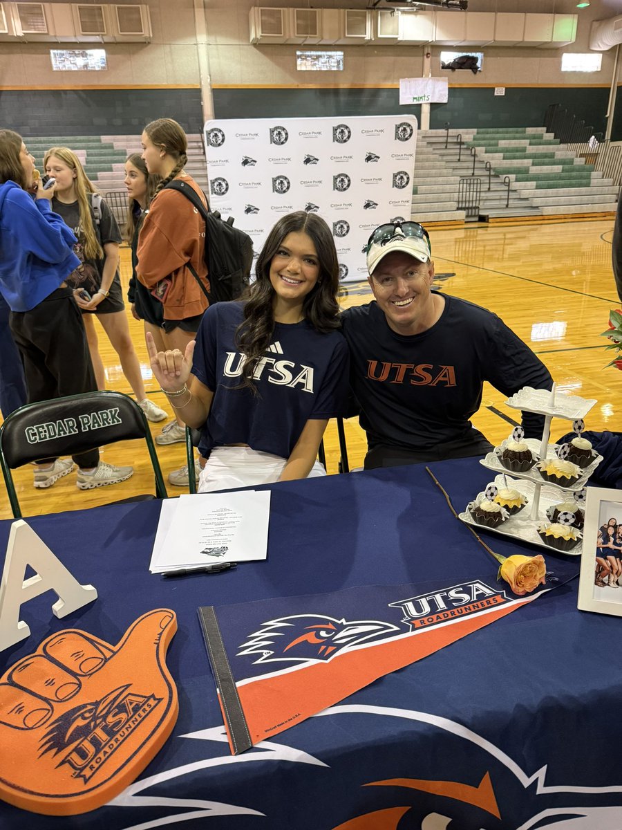 CPHSWomenSoccer's tweet photo. Big time signings today for Cedar Park Girls Soccer Team: Meredith Koltz signing with Belmont University, and Sofia Peters signing with UTSA!!! 

#Ubuntu 

@CoachQCPProud @coach_pearce @CPHS_Sports @CPHSNews @tascosoccer @BelmontWSoccer @UTSAWSOC @var_austin @LeanderisdATH https://t.co/u5VBwKLLL7