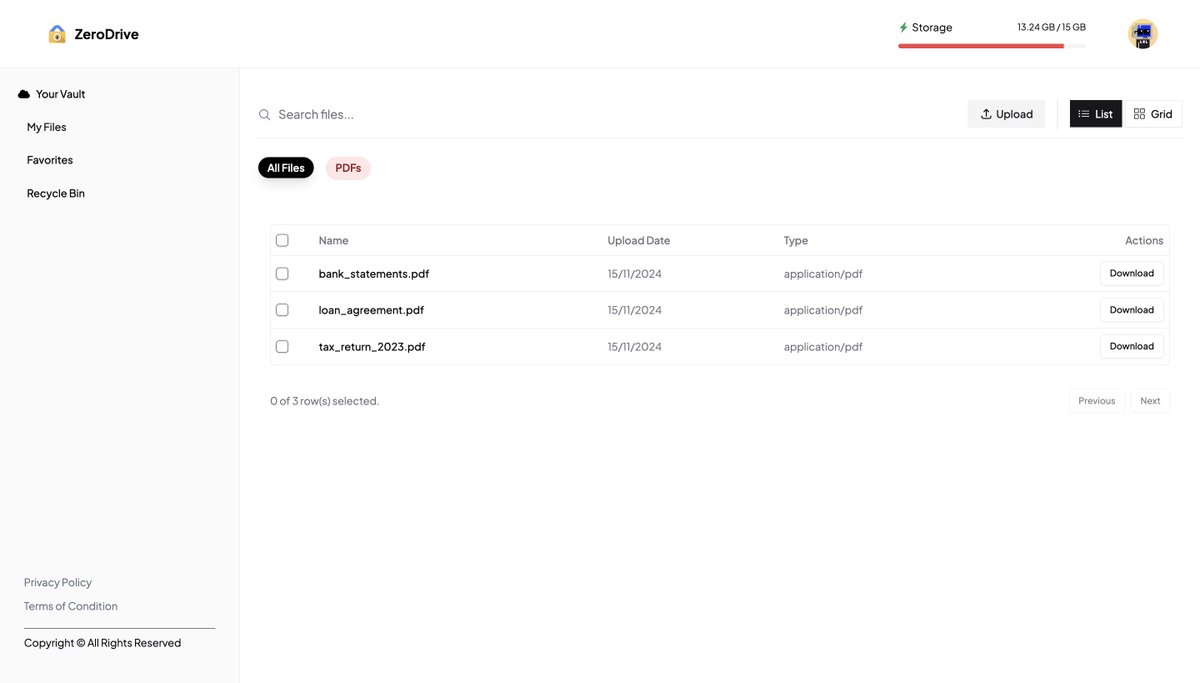 ShahadPichen's tweet photo. Quick update on ZeroDrive: 

cleaner layout, improved styling, enhanced UX for easier navigation, and added elements for future features.

👉 Check it out here: https://t.co/SG6rJ2S8Ns https://t.co/j829jHcIm8