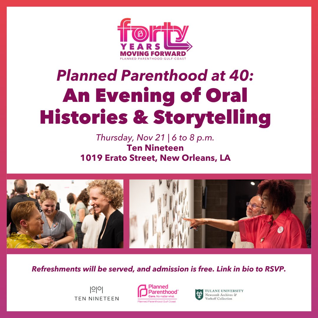 Thank you to everyone who joined us at the exhibit opening last week! We had an incredible turnout, and we’re excited to invite you to another event at Ten Nineteen. Join us for "PP at 40: An Evening of Oral Histories and Storytelling" on 11/21, 6-8pm. Link in bio to register
