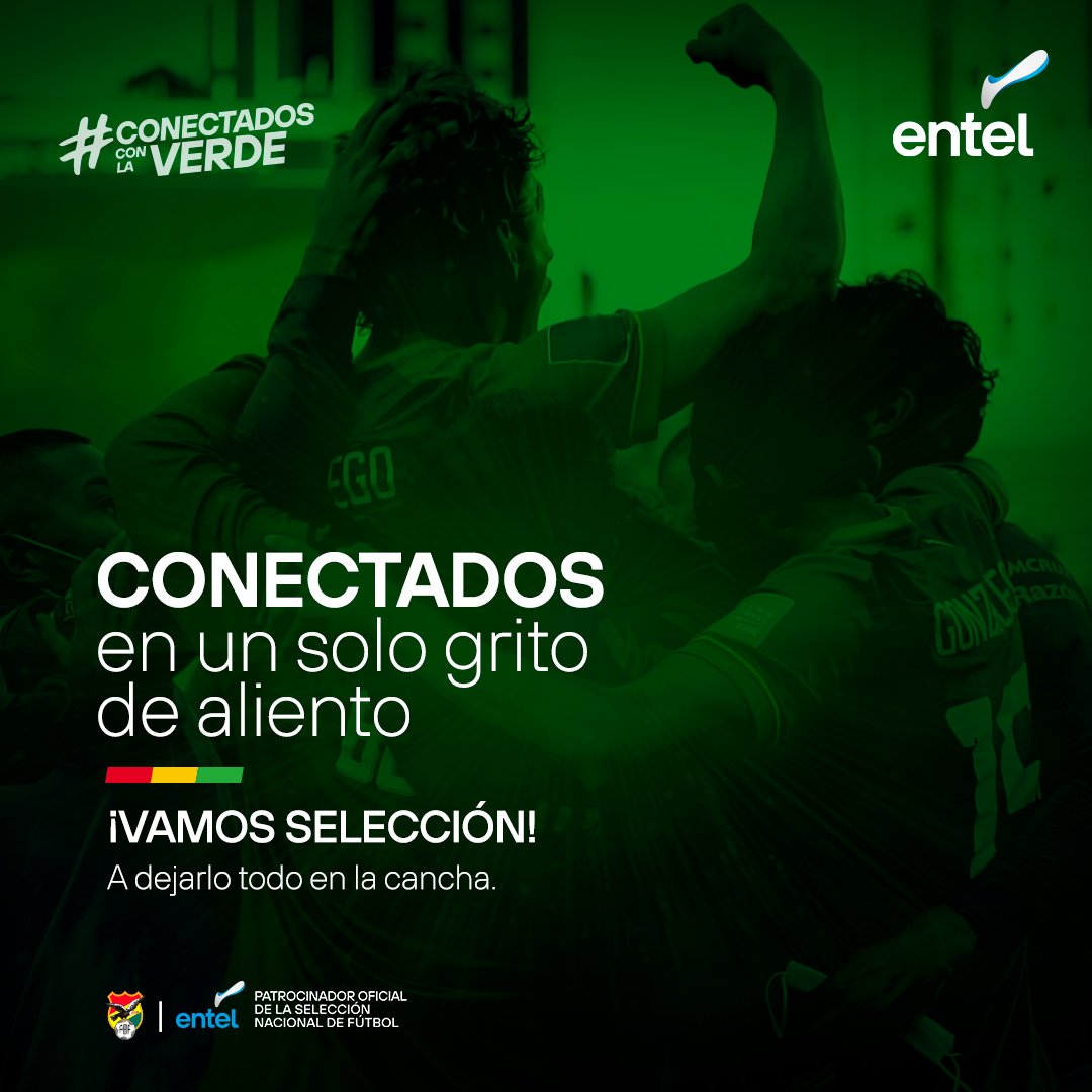 entelbo's tweet image. Hoy todos estamos #ConectadosConLaVerde 💚.

Deja un comentario y hazles sentir que estamos con ellos en cada jugada 🔥.

¡Vamos selección! 🙌

#EntelBolivia #VamosBolivia #EliminatoriasSudamericanas