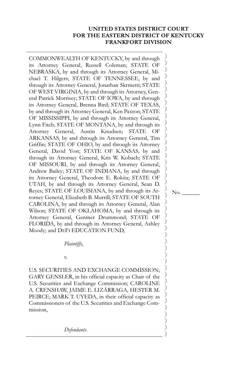 KobeissiLetter's tweet photo. BREAKING: Just minutes after Gary Gensler released a statement suggesting he may be leaving the SEC, 18 US states have sued the SEC, according to Fox News.

These 18 states are accusing the SEC of unconstitutional overreach and unfair persecution of the crypto industry.

The suit specifically mentions the unconstitutional overreach under Chair Gary Gensler.