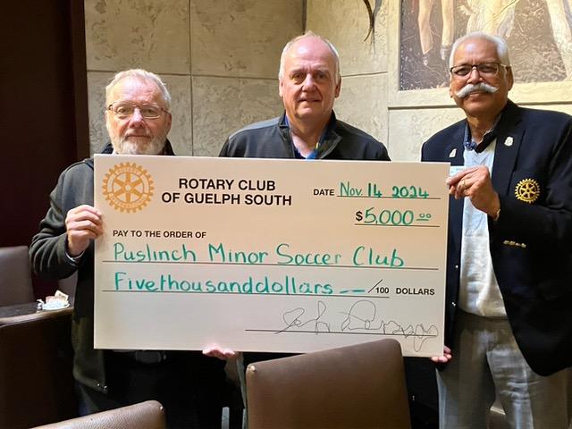 Rotary Club of Guelph South (@gsrotary) on Twitter photo This morning we welcomed some special guests! <a href="/rotary7080/">rotary7080</a> Governor Sohail Naseer and <a href="/Guelph_Rotaract/">Rotaract Club Guelph</a> Connor Kosnaskie. Also joining us was Bruce Joy, President of Puslinch Minor Soccer. We proudly presented Bruce with a $5,000 donation towards replacing equipment lost in a fire. This morning we welcomed some special guests! <a href="/rotary7080/">rotary7080</a> Governor Sohail Naseer and <a href="/Guelph_Rotaract/">Rotaract Club Guelph</a> Connor Kosnaskie. Also joining us was Bruce Joy, President of Puslinch Minor Soccer. We proudly presented Bruce with a $5,000 donation towards replacing equipment lost in a fire.