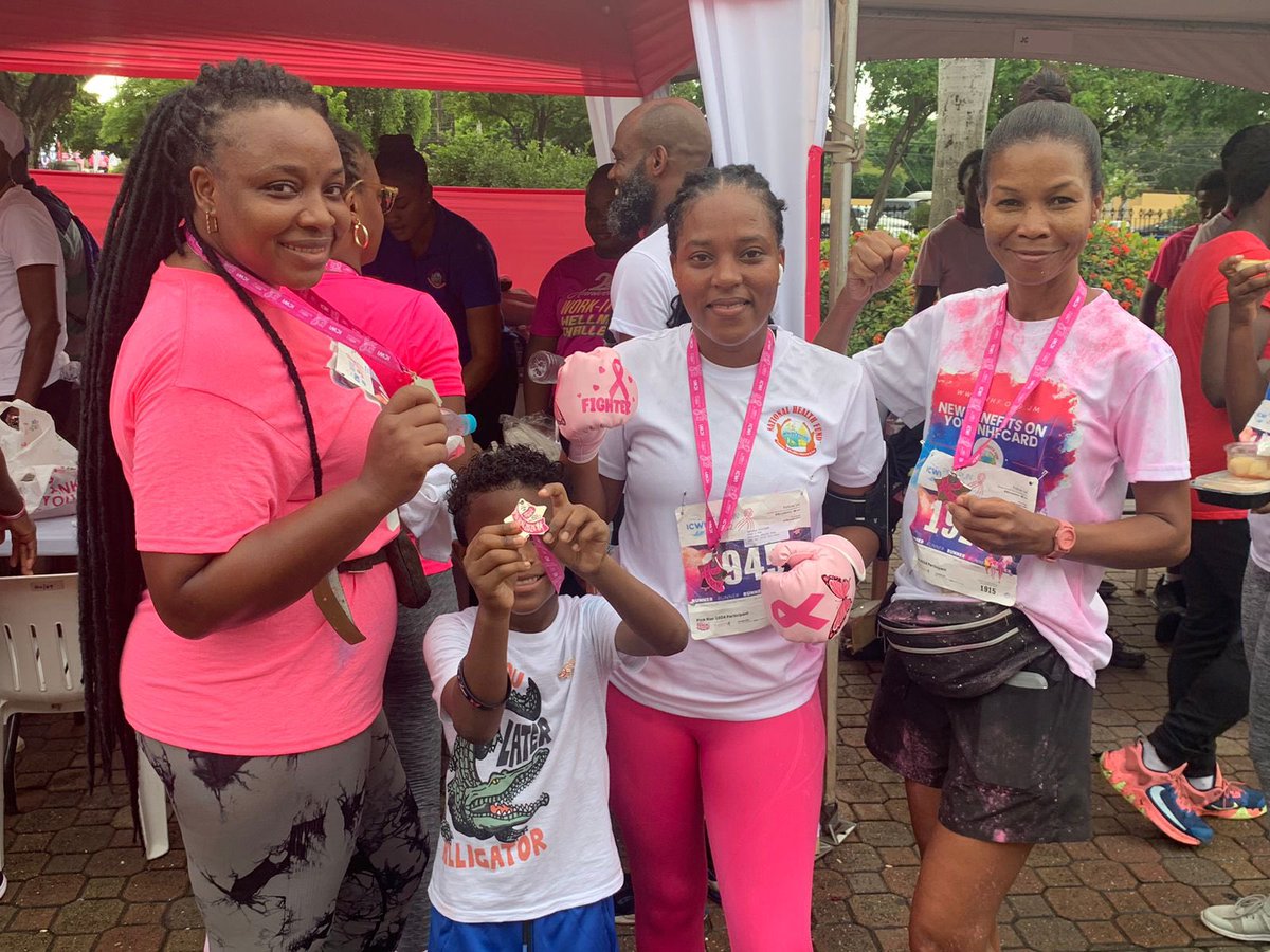 NHFJamaica's tweet photo. #Throwback to incredible memories with our NHF team at the ICWI/Jamaica Reach to Recovery #PinkRun ! ππββοΈ Together, we ran for a cause, supporting breast cancer awareness and celebrating the strength of survivors. #NHFCares #BreastCancerAwareness https://t.co/ePxaNGmUN6