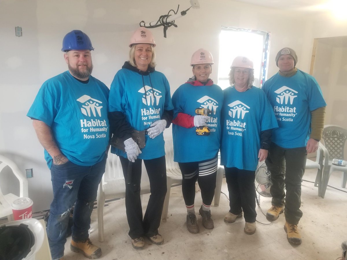 NewGlasgowNS's tweet photo. All hands on deck! 📷
Despite the wet and windy weather for the last two days, the Town of New Glasgow staff members were happy to support the @HabitatNS's new build in New Glasgow! The parcel of land for this build was sold to @HabitatNS by the Town for just one dollar! https://t.co/Ci8fnuf9TE