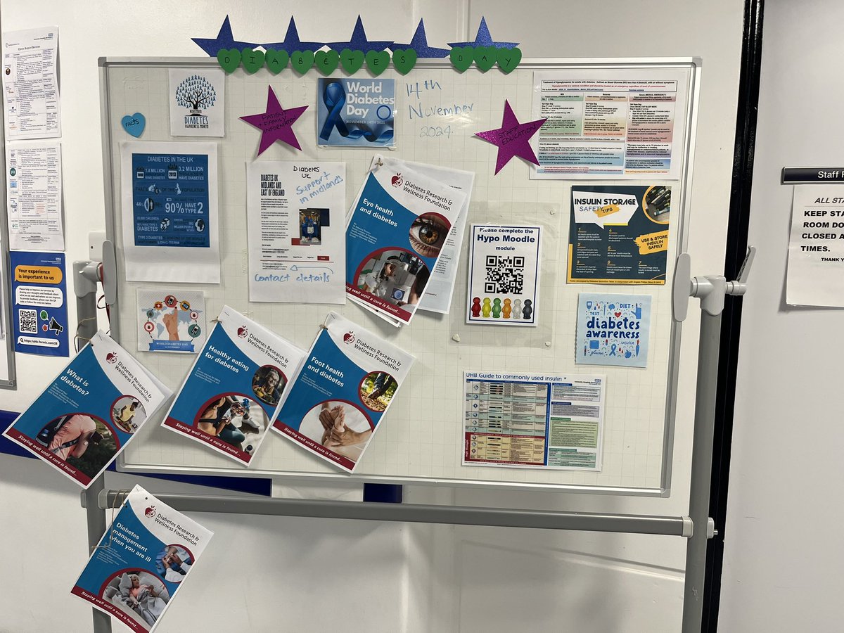cnsrachel's tweet photo. The @UHBDiabetes team would like to thank everyone involved for their support for world diabetes day and for supporting hypoglycaemia awareness week. Big shout out to Ward West 2 on their information board #WorldDiabetesDay2024 #jellybabiesavelives https://t.co/wyThLVWr3v