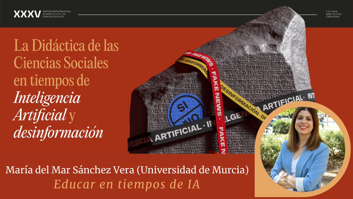 Comenzamos a confirmar ponentes del próximo #35SimposioDCS de la <a href="/aupdcs/">AUPDCS</a> en #Cartagena 😉

Abrirá el congreso la 🔝 en #Educación e #InteligenciaArtificial M.ª del Mar Sánchez Vera <a href="/mallemar/">María del Mar Sánchez</a> 

👉Propuestas hasta 24Nov👈
+info: acortar.link/35simposio