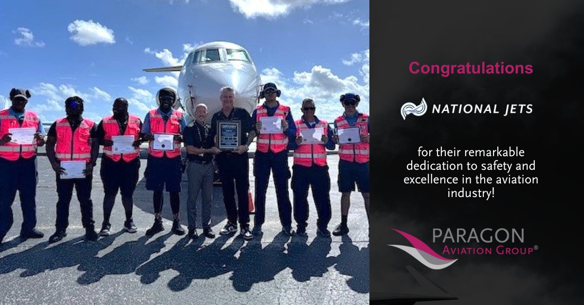 ParagonAviation's tweet image. Congratulations to #NationalJets! The team at Fort Lauderdale Executive Airport (KFLL) has completed the @GulfstreamAero and @FlightSafetyInt training program, enhancing safety and setting a new industry standard. 

Join us in celebrating their dedication!

#ParagonNetwork