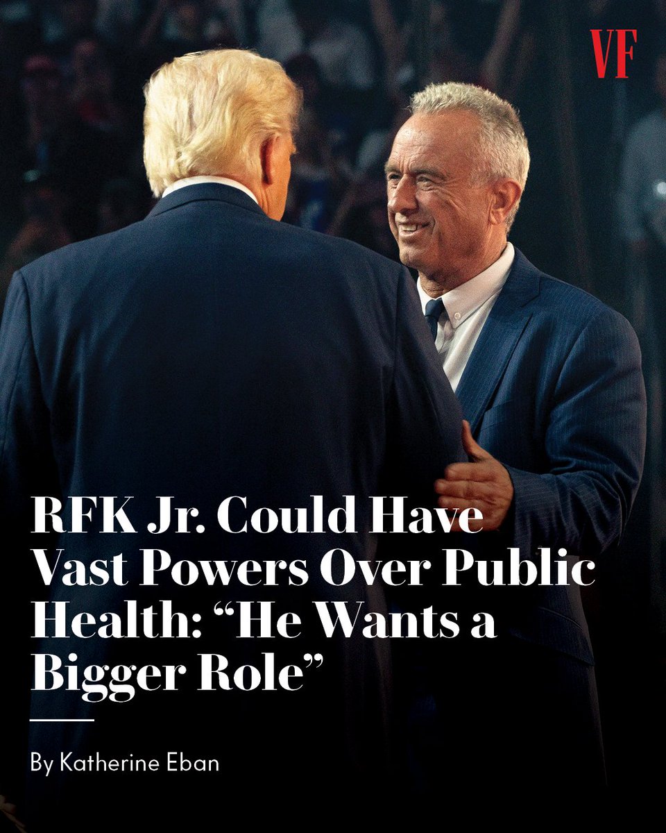 VANITY FAIR (@vanityfair) on Twitter photo Insiders tell VF that political scion and prominent vaccine skeptic RFK Jr. is eyeing a role as White House czar overseeing the entire federal health apparatus, as well as the USDA and EPA.
Some experts fear the worst: “We will have preventable deaths.”
<a href="/KatherineEban/">Katherine Eban</a> reports: Insiders tell VF that political scion and prominent vaccine skeptic RFK Jr. is eyeing a role as White House czar overseeing the entire federal health apparatus, as well as the USDA and EPA.
Some experts fear the worst: “We will have preventable deaths.”
<a href="/KatherineEban/">Katherine Eban</a> reports: