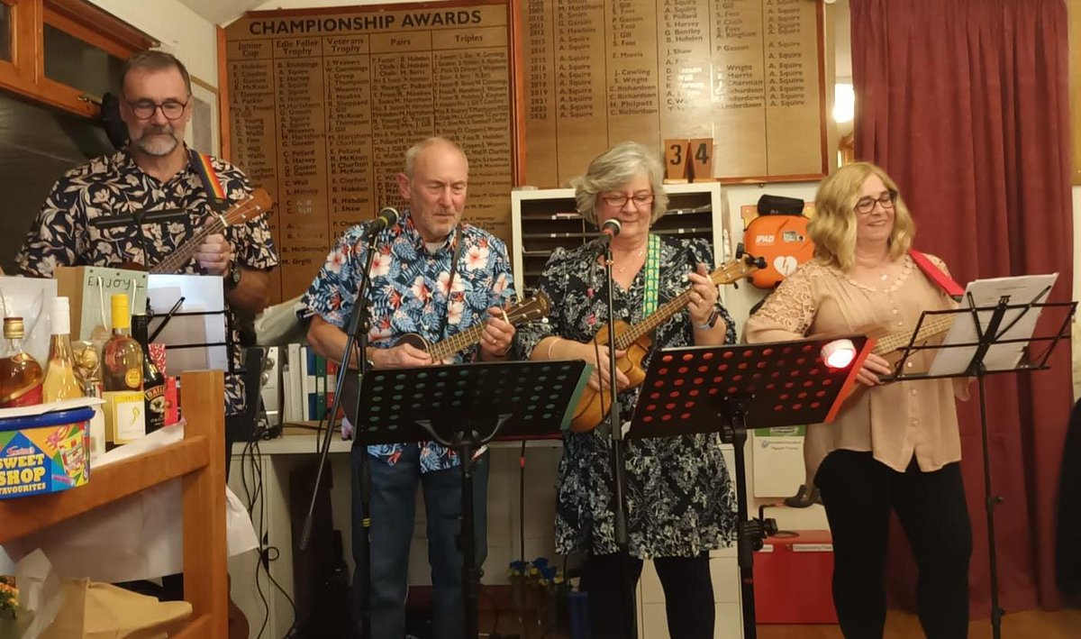 ClubMaldon's tweet photo. Great performance from our ukulele band at Pam's birthday party. Raised 450 pounds for Farleigh Hospice. Well done Pam. https://t.co/nwOie3ztZf