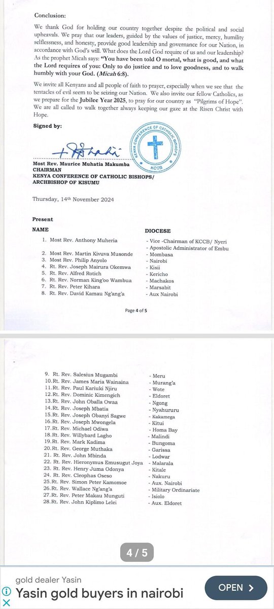 Let Us Restore Hope in Kenya: A Clarion Call from the Kenya Conference of Catholic Bishops (KCCB)