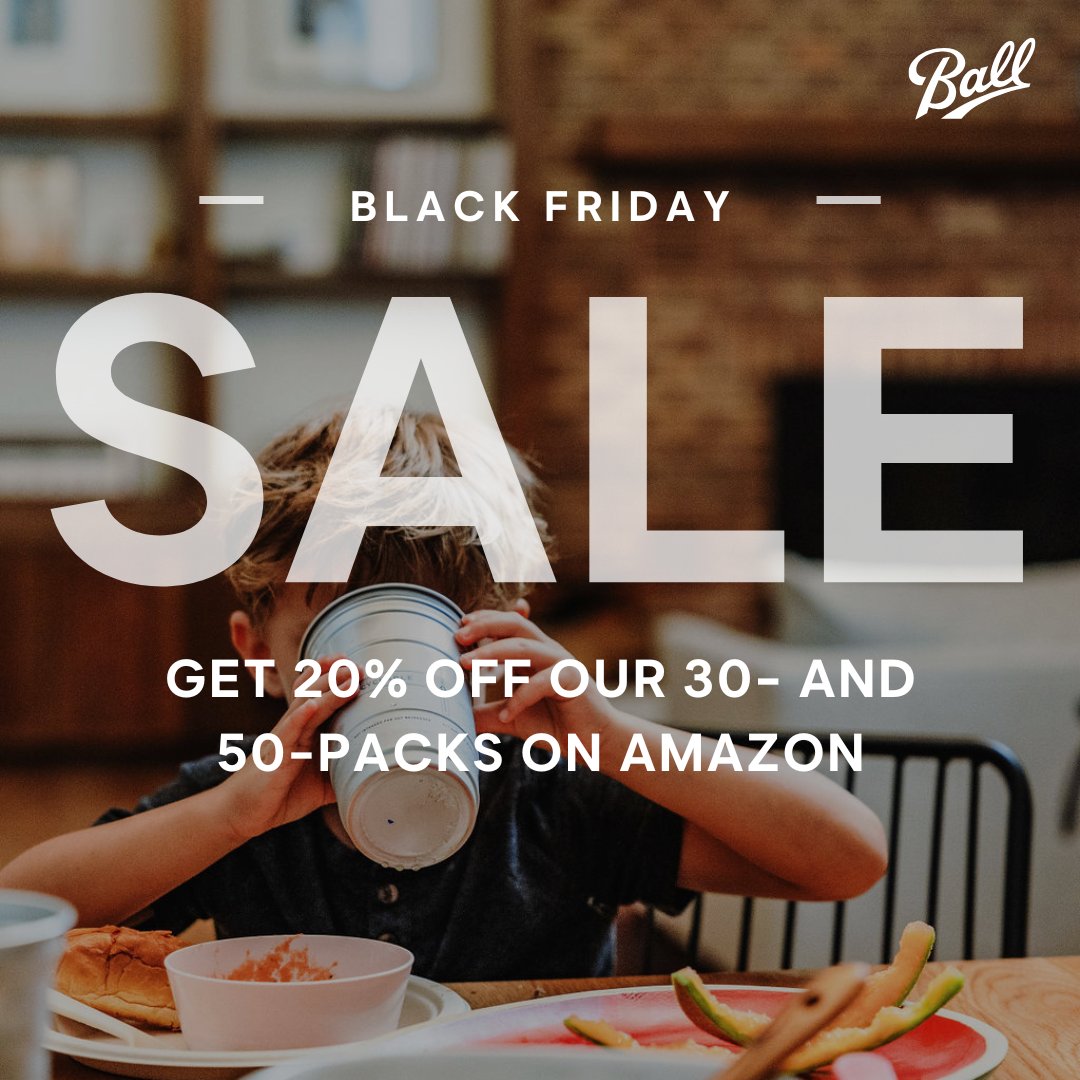 Black Friday is here early! ⏰ Starting today, get 20% off all 30- and 50-packs of our Ball Aluminum Cups® on Amazon.

It’s not too late to stock up for Thanksgiving! 🍂

Order yours at  amzn.to/3VVkJXQ
