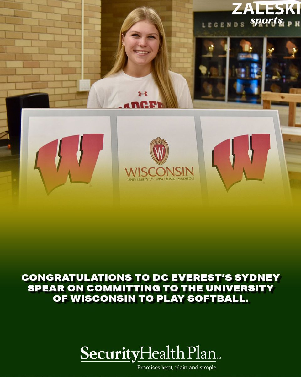 Congratulations to DC Everest's outfielder Sydney Spear on signing her letter on intent to play softball at the University of Wisconsin-Madison.