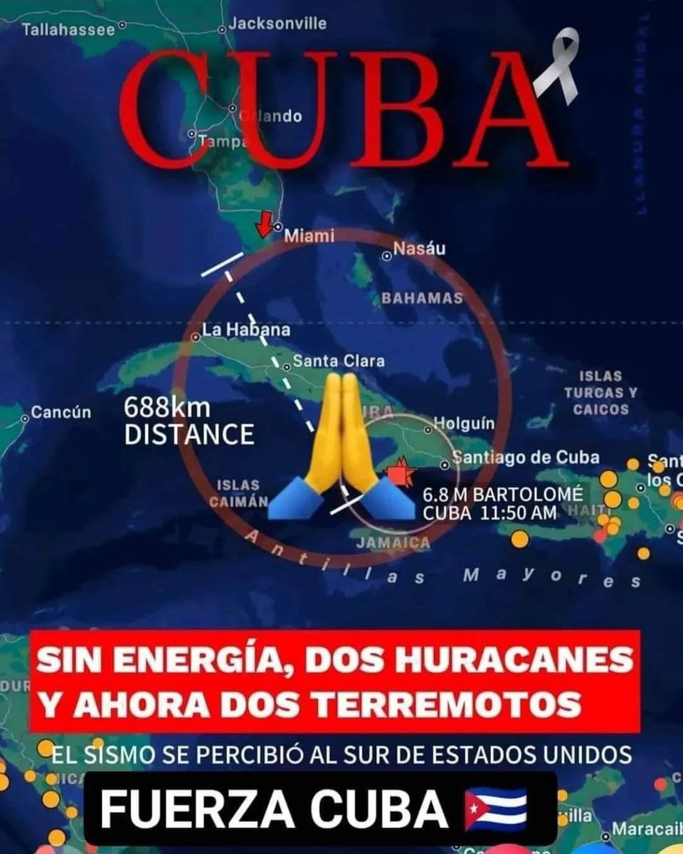 Toda nuestra solidaridad con la bella Cuba, ante las catástrofes naturales y un bloqueo de más de 60 años realizado por el imperio yankees, con el apoyo del fascismo internacional. ¡Viva Cuba!
¡Viva el pueblo!
#FSLN #EZLN #ELN #MJL #MIR #PC #PS #IC #CAM #Boric #Telegram #TvSur