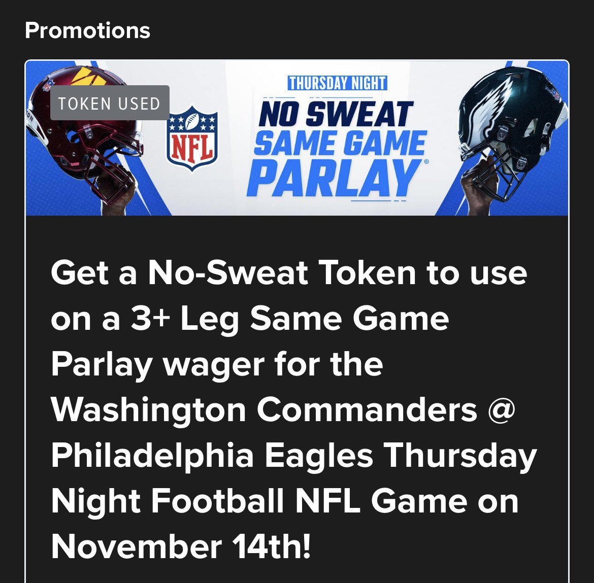 Sending $200 to someone that Retweets &amp; Likes this Tweet if this SGP cashes!

My No Sweat Token SGP for the Eagles vs Commanders 🔥

Make sure you opt-in the promo!

AJ Brown 50+ Rec Yards
Terry McLaurin 40+ Rec Yards
DeVonta Smith 25+ Rec Yards
Saquon Barkley 60+ Rush Yards