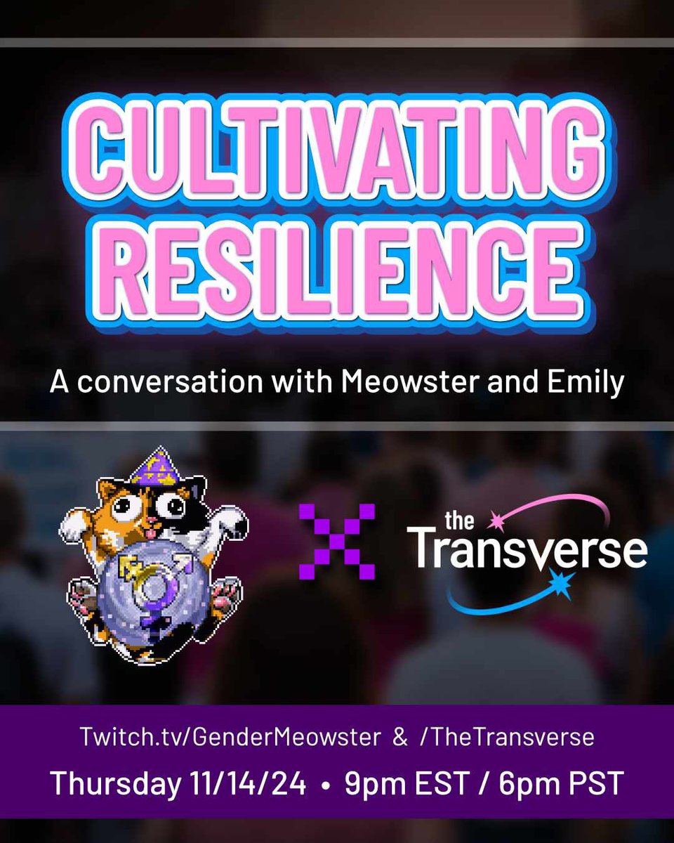 @GenderMeowster (they/them) 🏳️⚧️ ♿ (@gendermeowster) on Twitter photo Live MEOW! Join Meowster and Emily for an optimistic chat and examination of how we can navigate the troubled waters ahead.
Twitch dot tv @ GenderMeowster & TheTransverse Live MEOW! Join Meowster and Emily for an optimistic chat and examination of how we can navigate the troubled waters ahead.
Twitch dot tv @ GenderMeowster & TheTransverse