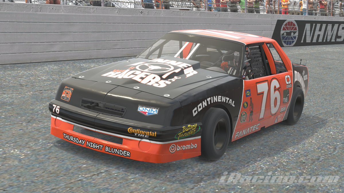 Dogathan's tweet image. Thank You @continentaltire @DWRshow and the #ThursdayNightBlunder Staff🤪!! I had 8 bit Iron Mike on the DWR Mini Stock to help punch my way to first in class 🥊🏁 With 2 races to go, up next is iRacing Super Speedway!!!