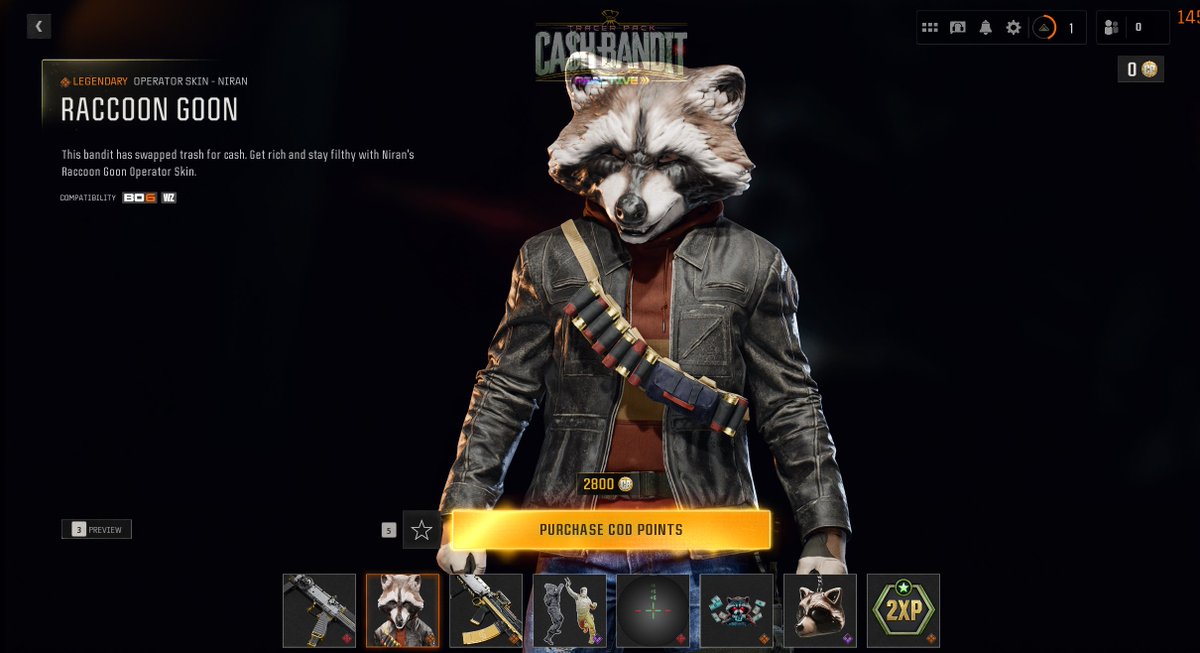 2800 COD Points for the gooning Raccoon