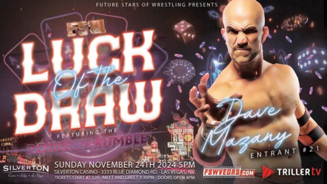 FSW Luck of the Draw 
Sunday, November 24, 5PM 
LIVE on @FiteTV+
<a href="/SilvertonCasino/">Silverton Casino</a>| #LasVegas   

The next participant in the Roulette Rumble is former EFC Lightweight Champion,<a href="/MazanyMMA/">Dave Mazany</a>! 

Ticket + Streaming links in our bio!