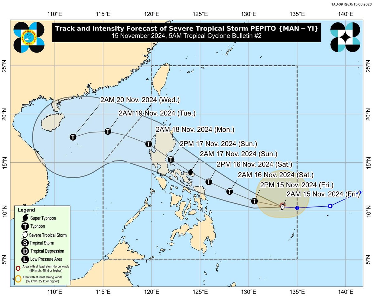 philredcross's tweet photo. #PRCUpdate | According to @dost_pagasa  5:00 AM weather bulletin on Thursday, #PepitoPH further intensifies and is nearing Typhoon category.
Tropical Cyclone Wind Signal #1 were hoisted in the following areas:

#PRCCares #AlwaysFirstAlwaysReadyAlwaysThere https://t.co/9HbGLVkXDL