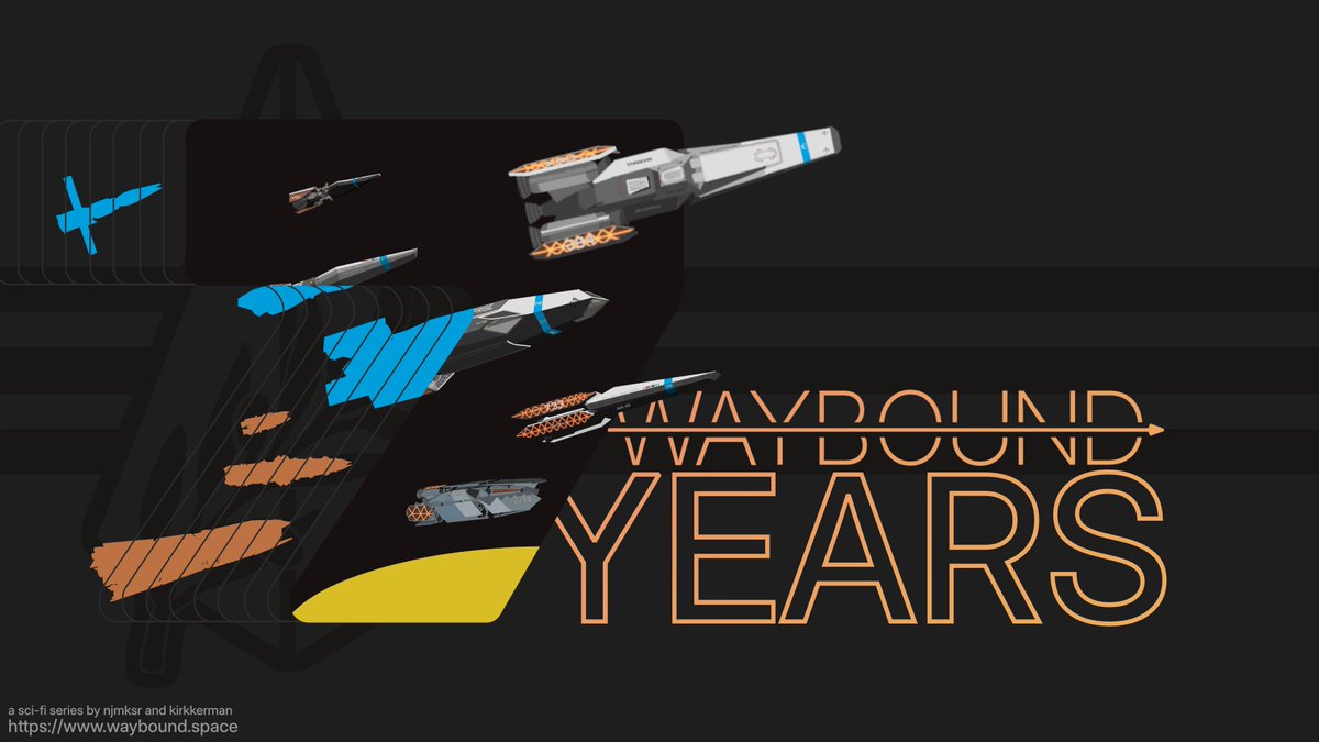 Seven years ago, Kirkkerman &amp; I got in a Discord argument with a bunch of friends about the drives from The Expanse. Later that day, we discussed what we would do if we were writing sci-fi. I don't remember how the argument went, but you all know the results.
Happy 7th, WAYBOUND!