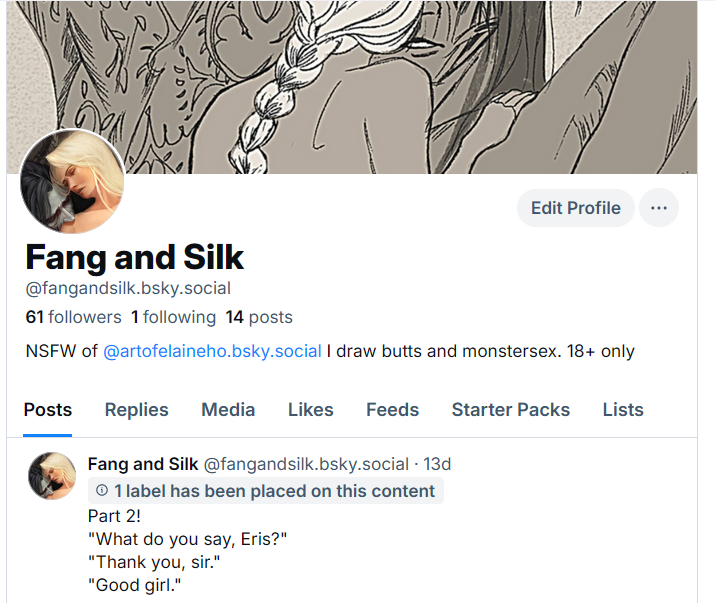 I'm winding down this account. Find me fangandsilk on 🔵☁️