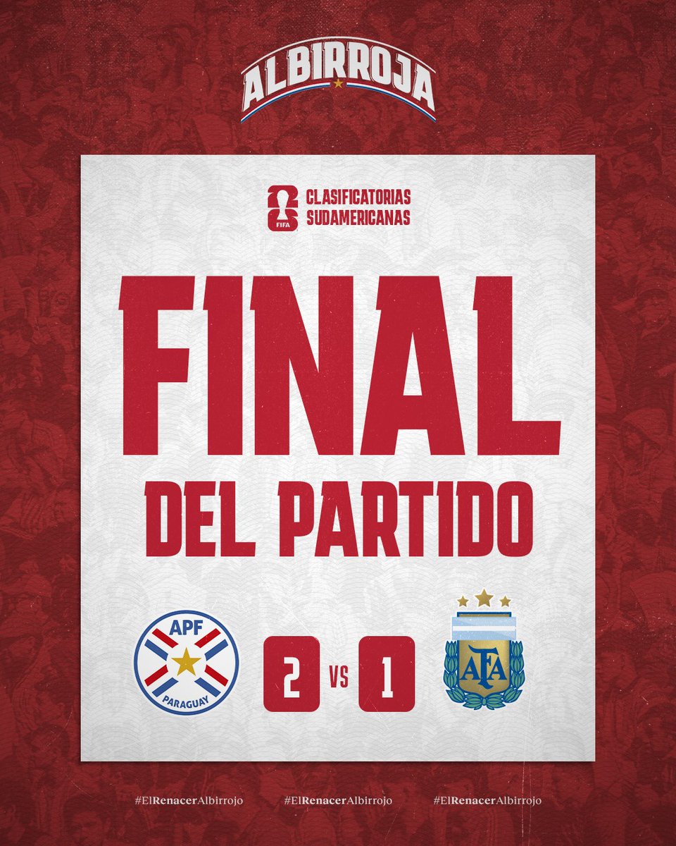 ⏱️ ¡FINAL!

🗣️ GANÓOOOOOOOOOOOOOOOOOOOOOOOOOOOOOOOOOOOOOOOO LA ALBIRRRRRRRRRRRRRRRROOOOOOOOOOOOOOOOOJAAAAAAAAAAAAAAAAAAAAA DLASKJDALKSDJALKSDJALSKDJALSKDJASLDKASD

🇵🇾 #Paraguay 2
🇦🇷 #Argentina 1