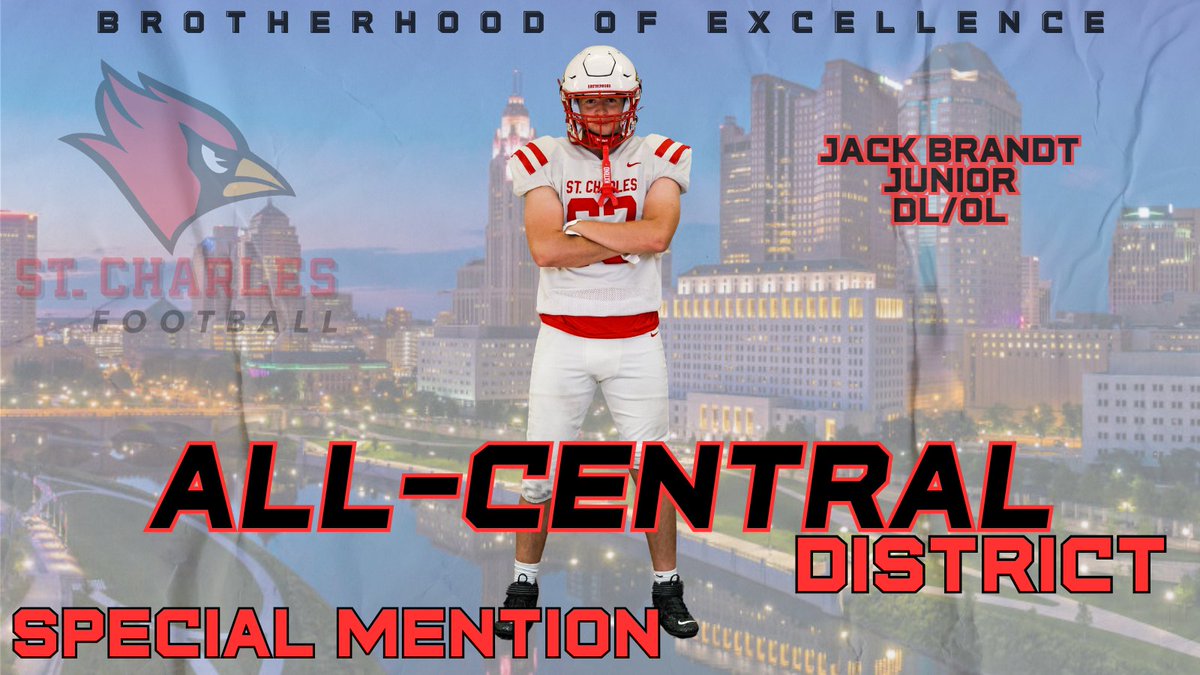 StCharlesFball's tweet photo. Congratulations to Jack Brandt. 11 game starter at LT AND DE. We are thrilled he has received the recognition he deserves. #BoE https://t.co/evqGPb2ALa