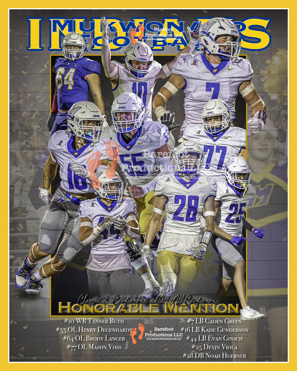 Barefoot Productions (@barefootprodllc) on Twitter photo ๐จ Classic 8 All Conference Honorable Mention ๐จHere it is. <a href="/MukFootball/">Mukwonago Football</a> Classic 8 Conference All Conf Honorable Mention Team
Tanner Buth
<a href="/HenryDegenhard/">Henry Degenhardt</a>
Brody Langer
Mason Voss
Caden Green
Kade Gunderson
Evan Ginsch
Devin Viola
Noah Huebner
Congratulations, men. ๐จ Classic 8 All Conference Honorable Mention ๐จHere it is. <a href="/MukFootball/">Mukwonago Football</a> Classic 8 Conference All Conf Honorable Mention Team
Tanner Buth
<a href="/HenryDegenhard/">Henry Degenhardt</a>
Brody Langer
Mason Voss
Caden Green
Kade Gunderson
Evan Ginsch
Devin Viola
Noah Huebner
Congratulations, men.