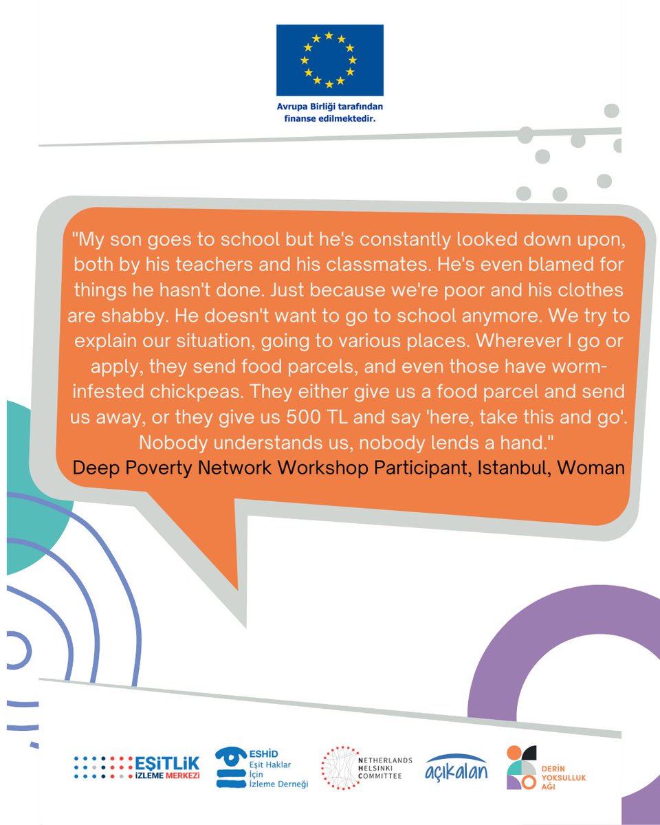 DeepPoverty's tweet image. We held workshops across Istanbul to help individuals recognize and combat human rights violations and discrimination, and learn about legal support options. 
Istanbul 2024

@EUDelegationTur
@esitlikizleme
@NHC_nl
@yoksulluk_ag