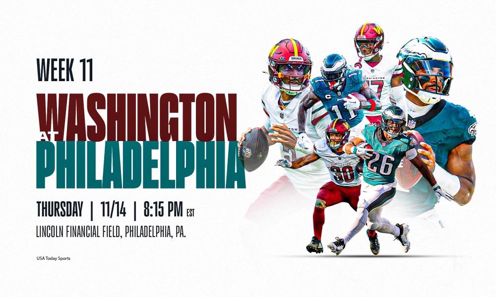 Savemyweek's tweet image. Thursday Night Football just got real! 🦅 The Eagles are set to clash with the Commanders in a showdown you don’t want to miss. Can Philly fly high, or will Washington defend their ground? 🏈 #Eagles #Commanders #TNF