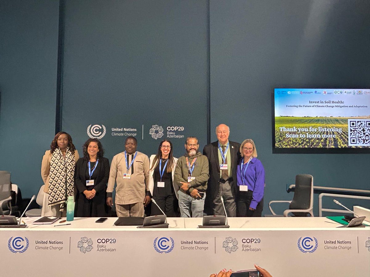 Soil_Science's tweet photo. BSSS Hosts COP29 Side Event on Soil Health

We were delighted to host a Side Event at COP29 in Azerbaijan on 'Invest in Soil Health: fostering the future of climate change mitigation &amp; adaptation'. Thank you to our excellent panel for their insight &amp; discussion with the audience. https://t.co/rcjqbCmR3E