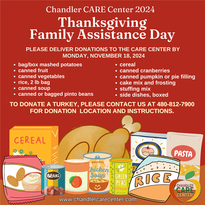 ChandlerEdFound's tweet image. Few days left to support a family in need this holiday season! While out shopping, please add a few extra items for the Care Center's Family Assistance Day. Donations can be delivered by 11/18 at 777 E Galveston. Help make the holiday brighter for our @ChandlerUnified community!