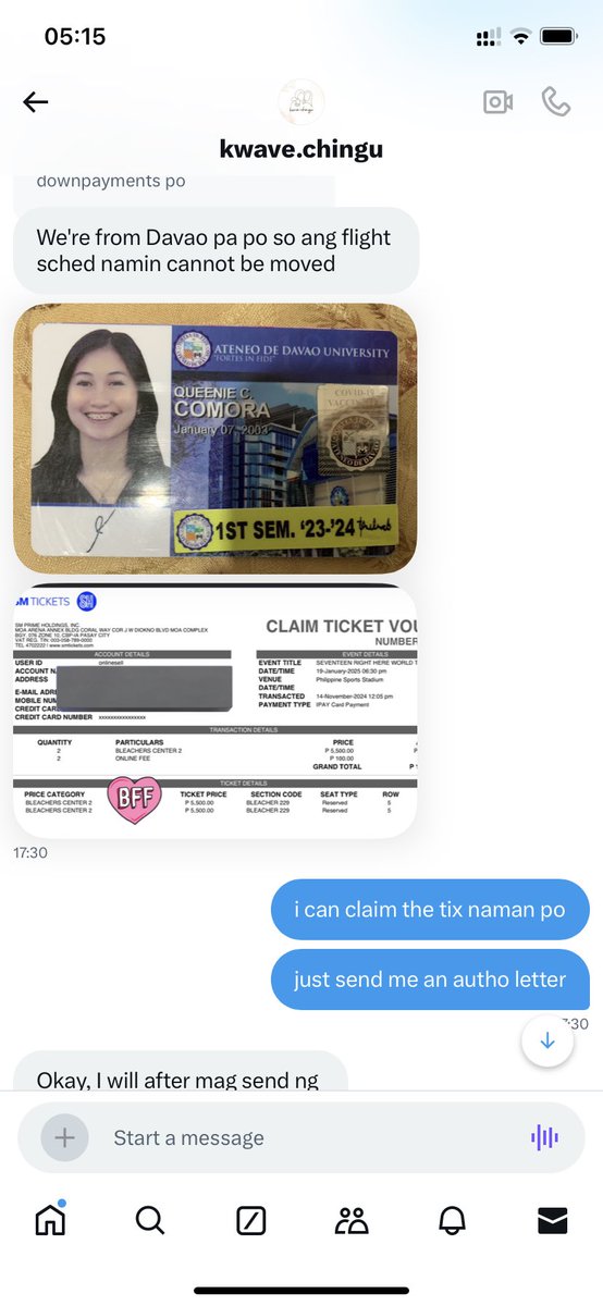 _minghao8stars's tweet photo. ‼️SCAMMER ALERT‼️ 

@kkwavee_chinguu 

STOP USING MY NAME AS YOUR LEGIT BUYER! lakas mo naman gamitin ung authorization letter ko tas na pinoprove mong buyer moko??? 

i don’t even know if you really own the id or what pero stop dragging my name into this. https://t.co/42Ru1RIjG8