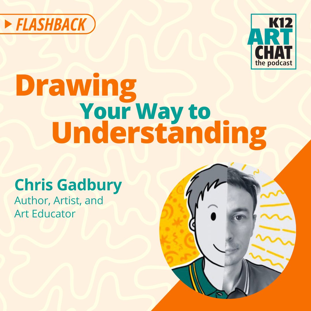 tonihenneman's tweet photo. This week #K12ArtChat flashes back to Ep. 40 with @creativitydept and author, artist, &amp; educator Chris Gadbury (@chrisgadbury). Learn how drawing, sketch noting, visual journaling &amp; creativity help students cope with the global issues we face. 

Listen at https://t.co/lNv3Ov6jCs. https://t.co/nnKYGByXs8
