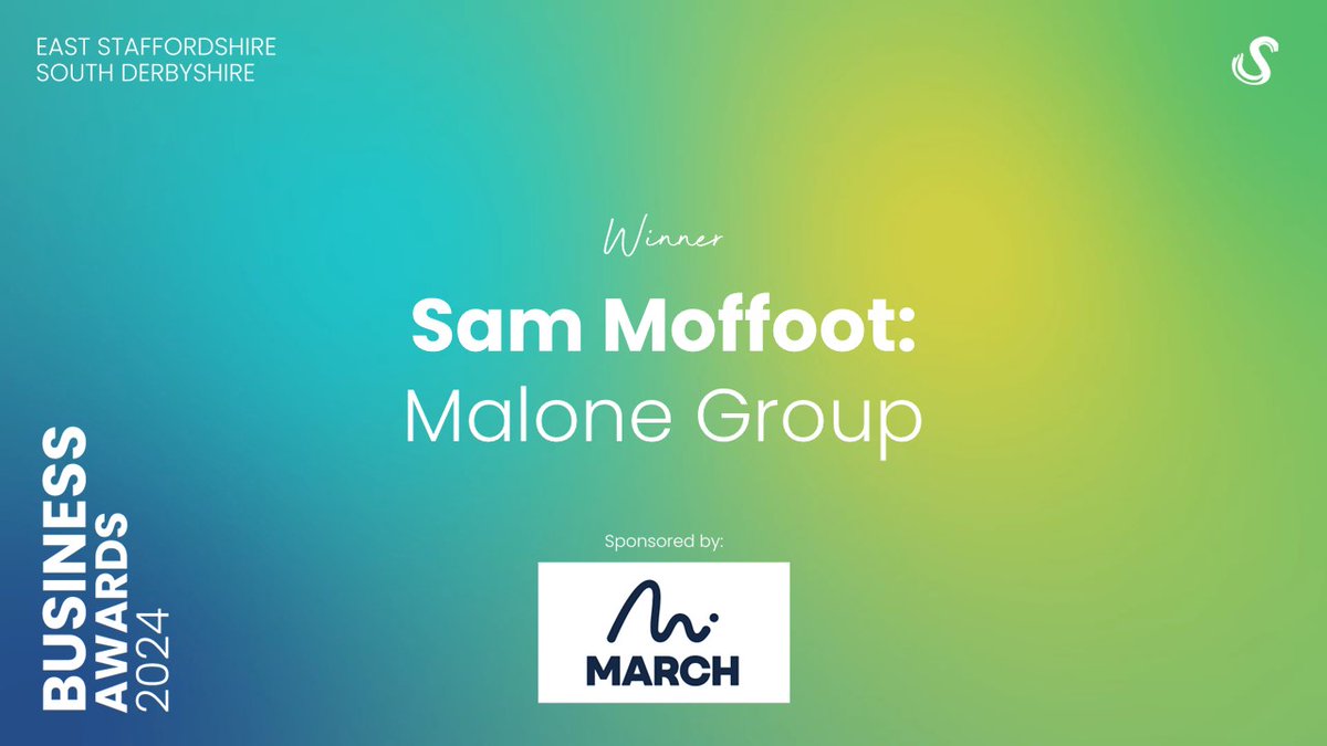 Business Awards East Staffs & South Derbys (@awards_es_sd) on Twitter photo Congratulations to Sam Moffoot of <a href="/Malone_Group/">Malone Group</a>, winner of the 'Rising Star' award at the 2024 East Staffordshire & South Derbyshire Business Awards ๐
This category is kindly sponsored by MARCH Engineering. Congratulations to Sam Moffoot of <a href="/Malone_Group/">Malone Group</a>, winner of the 'Rising Star' award at the 2024 East Staffordshire & South Derbyshire Business Awards ๐
This category is kindly sponsored by MARCH Engineering.