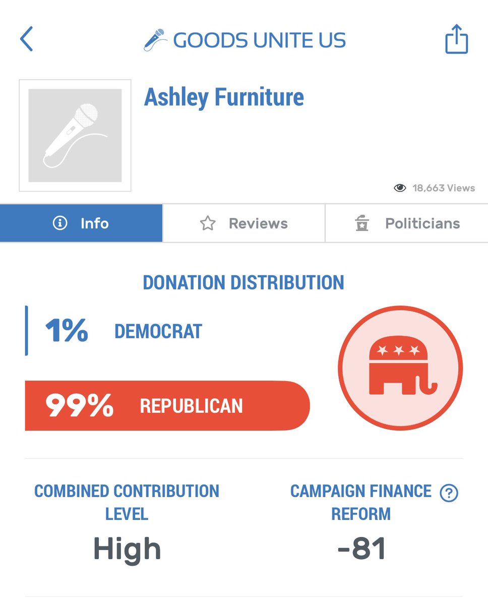 I’m shopping for some furniture for my daughter’s new house.  Guess where I won’t be spending my money at?