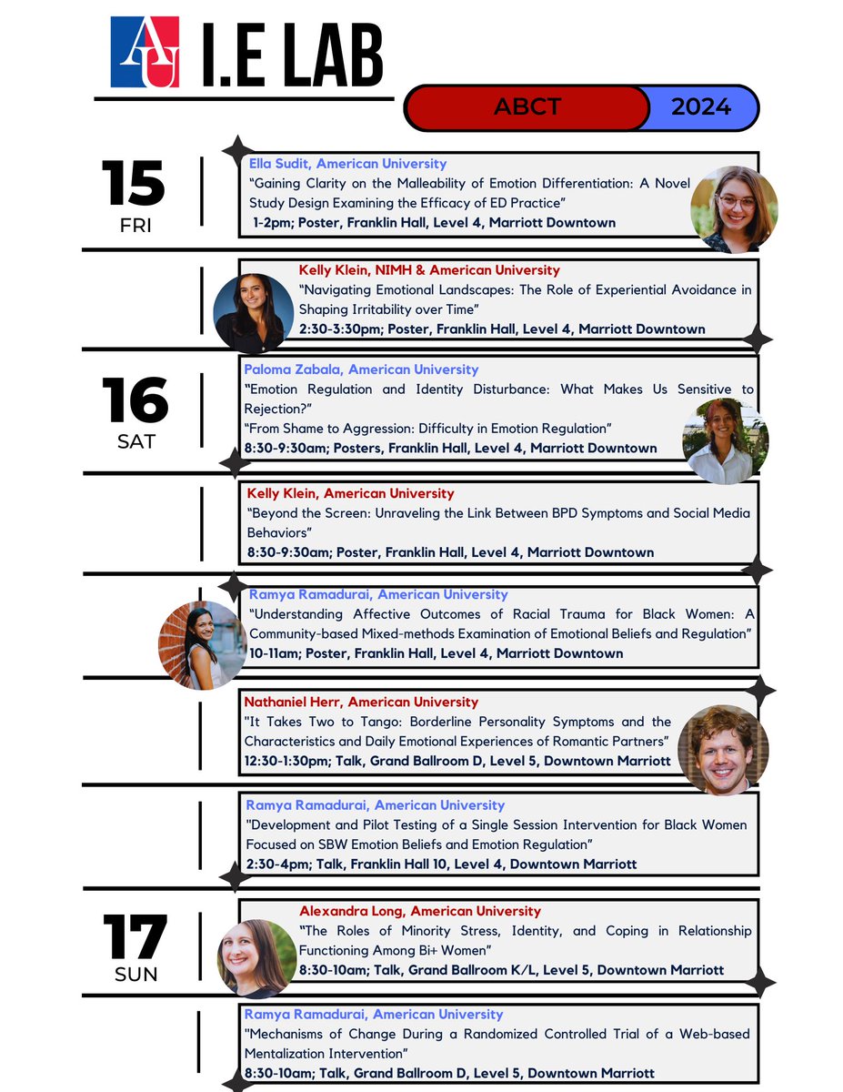 Ramya Ramadurai (@ramadurairamya) on Twitter photo Come check out the Interpersonal Emotion Lab at <a href="/ABCTNOW/">Association for Behavioral and Cognitive Therapies</a>! <a href="/AlexandraLong/">Alexandra D. Long, PhD</a> <a href="/kellyvklein27/">Kelly V. Klein</a> Ella Sudit Paloma Zabala <a href="/NathanielRHerr/">Nathaniel R. Herr, PhD</a> 🥳 <a href="/AU_Psych_Dept/">AU Psychology Dept</a> Come check out the Interpersonal Emotion Lab at <a href="/ABCTNOW/">Association for Behavioral and Cognitive Therapies</a>! <a href="/AlexandraLong/">Alexandra D. Long, PhD</a> <a href="/kellyvklein27/">Kelly V. Klein</a> Ella Sudit Paloma Zabala <a href="/NathanielRHerr/">Nathaniel R. Herr, PhD</a> 🥳 <a href="/AU_Psych_Dept/">AU Psychology Dept</a>