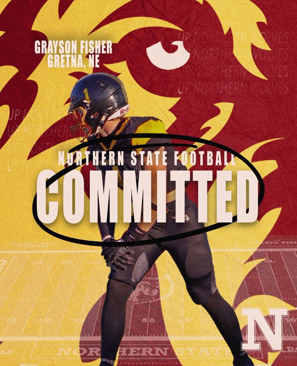 Grayson Fisher (@grayson_fisher_) on Twitter photo Extremely blessed to announce I will be committing to <a href="/NSUWolves_FB/">Northern State Football๐บ ๐</a> to continue my academic and football career I want to thank god, my family, my coaches, and all my friends that have pushed me to achieve my goals. Go Wolves!!
<a href="/CoachHaberman/">Coach Haberman</a> <a href="/CoachGlas05/">Jason Glasco</a> <a href="/NSUCoachSchmidt/">Mike Schmidt</a> Extremely blessed to announce I will be committing to <a href="/NSUWolves_FB/">Northern State Football๐บ ๐</a> to continue my academic and football career I want to thank god, my family, my coaches, and all my friends that have pushed me to achieve my goals. Go Wolves!!
<a href="/CoachHaberman/">Coach Haberman</a> <a href="/CoachGlas05/">Jason Glasco</a> <a href="/NSUCoachSchmidt/">Mike Schmidt</a>