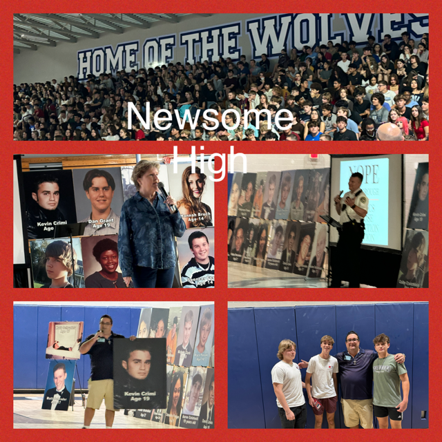 Our message rang clearly as Beth Butler told the story of her son, Mitchell, and Jason Crimi introduced his brother Kevin to sophomores at Newome High by sharing the story of Kevin's addiction and eventual overdose death. @HCSO Deputy Gray connected by reporting a personal story.