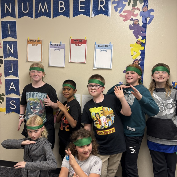 AberdeenOMT's tweet photo. Our first headband ceremony! These students have received their GREEN BELTS for mastering their multiplication facts! Hi-ya!
#aberdeenpublicschools #numberninjas #ASDOMT https://t.co/UsQhoLJphY