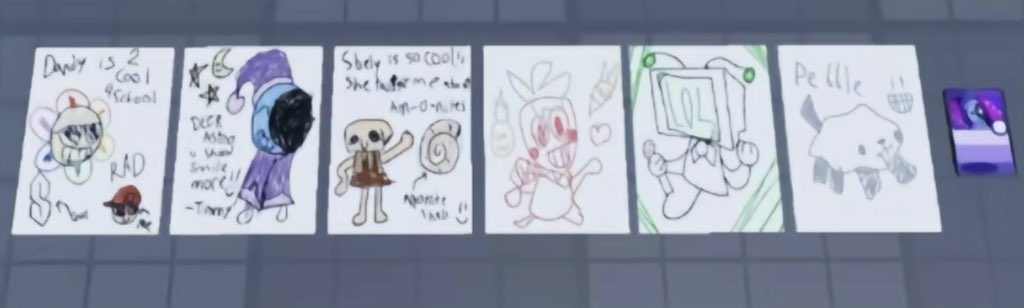 DandysWorldNews's tweet photo. NEW DRAWINGS 🎨

With (you know who) being off the team, that means new drawings! Here is an example of a few children’s drawings made to replace the old ones! (6/8) https://t.co/hC9vXIZSxD