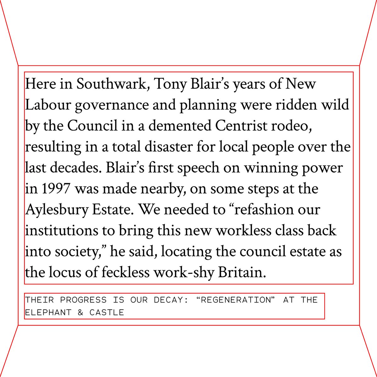 decolonialhackr's tweet photo. Chris Jones (@56aInfoshop) pens an acerbic, poetic, and emphatic rebuke of the gentrification of Elephant and Castle, casting the London neighbourhood’s “regeneration” as reflective of the sterile desires of the ruling class and their contempt for the poor. https://t.co/t8orlvTLRm