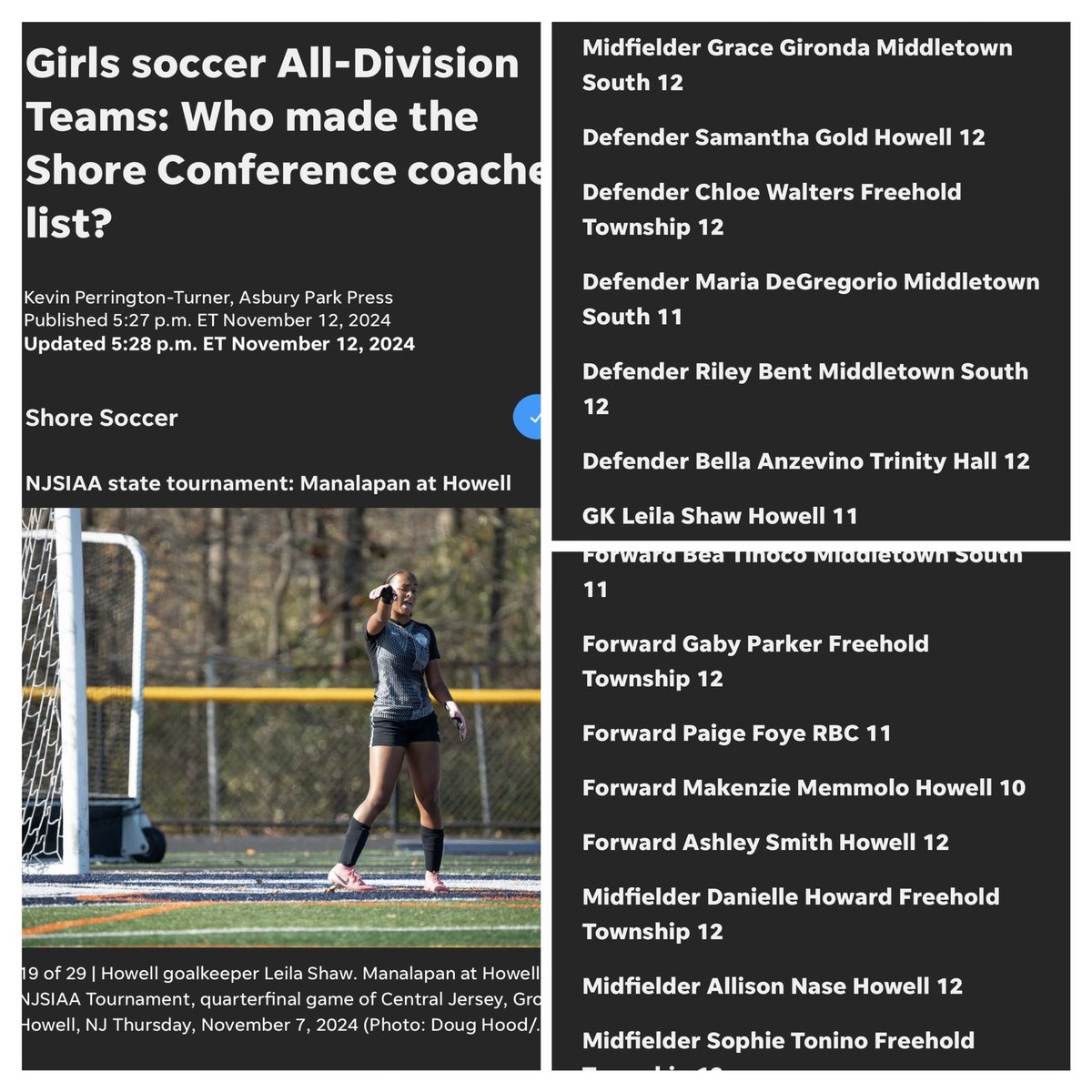 leilashaw_26's tweet photo. Very honored to be selected by the Asbury Park Press as a member of First Team All-A North!! Shoutout to my teammates for making it as well! https://t.co/dG0YVWh6Nt