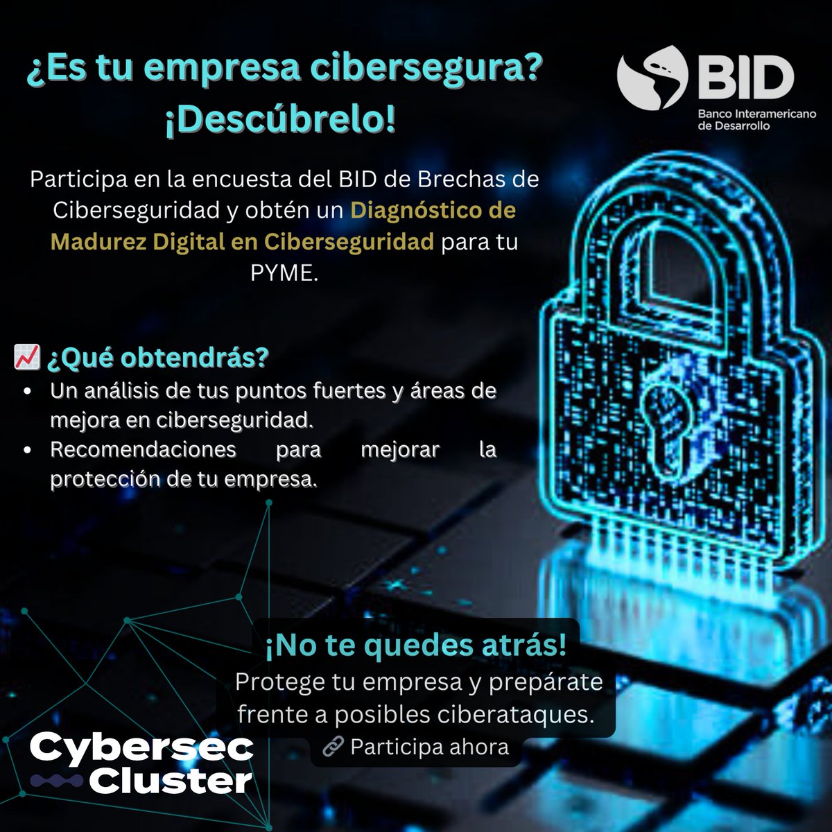 🔍 ¿Lidera una micro, pequeña o mediana empresa, y desea descubrir las principales fallas de Ciberseguridad de su empresa? 

👉 Te invitamos a ver la siguiente información forms.office.com/e/q1FR4ieeL0 

<a href="/el_BID/">Banco Interamericano de Desarrollo</a> <a href="/ConsultiaIT/">Consultia IT</a>
