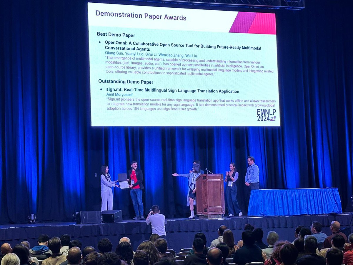 sign.mt (@signmt_) on Twitter photo Thrilled to receive the outstanding demo award at #EMNLP2024 by <a href="/emnlpmeeting/">EMNLP 2025</a> for our sign language translation demo ๐ฅณ Thrilled to receive the outstanding demo award at #EMNLP2024 by <a href="/emnlpmeeting/">EMNLP 2025</a> for our sign language translation demo ๐ฅณ