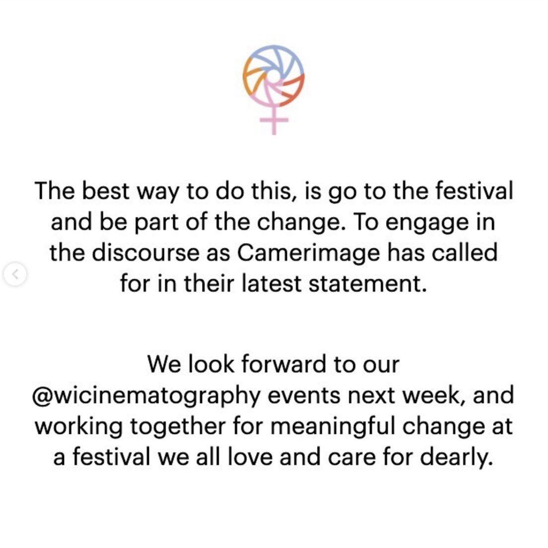 CINESISTERS applaud our sisters at WOMEN IN CINEMATOGRAPHY in their petition and programme of events at Camerimage festival to shift the representation of female cinematographers and lay the groundwork for meaningful and lasting progress.